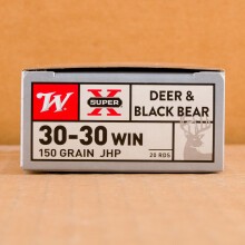 Image of 30-30 Winchester ammo by Winchester that's ideal for whitetail hunting.