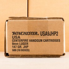 Image of Winchester 9mm Luger pistol ammunition.