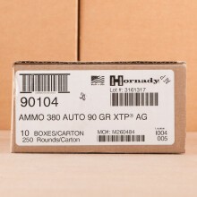 An image of .380 Auto ammo made by Hornady at AmmoMan.com.