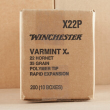 A photo of a box of Winchester ammo in 22 Hornet.