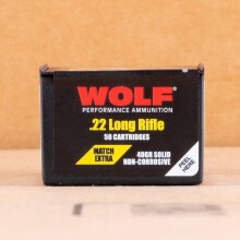 Photograph of .22 Long Rifle ammo with Lead Round Nose (LRN) ideal for precision shooting.