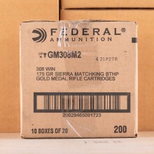Photograph showing detail of 308 FEDERAL MATCH 175 GRAIN SIERRA MATCHKING (200 ROUNDS)