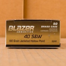 An image of .40 Smith & Wesson ammo made by Blazer Brass at AmmoMan.com.