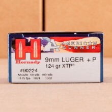Image of 9mm Luger ammo by Hornady that's ideal for home protection, hunting varmint sized game, training at the range.
