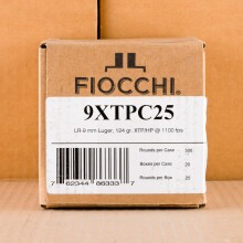 Photo of 9mm Luger JHP ammo by Fiocchi for sale at AmmoMan.com.