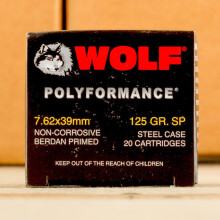 Image of Wolf 7.62 x 39 rifle ammunition.