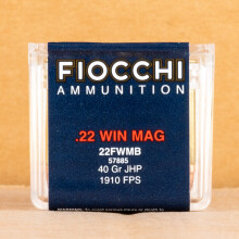  rounds of .22 WMR ammo with JHP bullets made by Fiocchi.