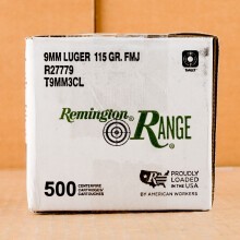 Image of 9mm Luger ammo by Remington that's ideal for training at the range.