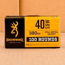 A photograph of 500 rounds of 180 grain .40 Smith & Wesson ammo with a FMJ bullet for sale.