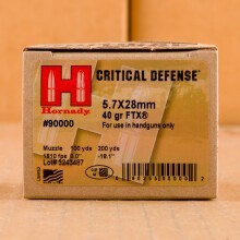 Image of 5.7 x 28 ammo by Hornady that's ideal for home protection.