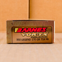 A photo of a box of Barnes ammo in 350 Legend.