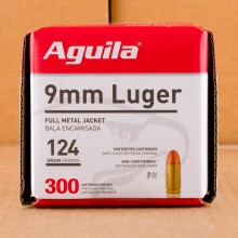 A photograph of 1200 rounds of 124 grain 9mm Luger ammo with a FMJ bullet for sale.