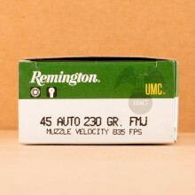 A photo of a box of Remington ammo in .45 Automatic.