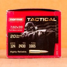 An image of 7.62 x 39 ammo made by Norma at AmmoMan.com.