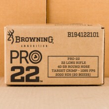  rounds of .22 Long Rifle ammo with Lead Round Nose (LRN) bullets made by Browning.