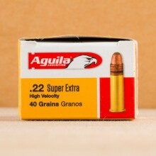 Photo detailing the 22 LR AGUILA SUPER EXTRA 40 GRAIN CPRN (2000 ROUNDS) for sale at AmmoMan.com.