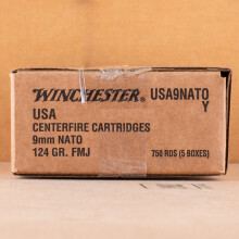 Image of Winchester 9mm Luger bulk pistol ammunition.