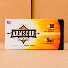 Image of Armscor 9mm Luger pistol ammunition.