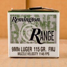 Image of Remington 9mm Luger pistol ammunition.