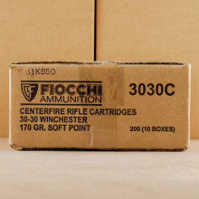 A photograph of 200 rounds of 170 grain 30-30 Winchester ammo with a flat soft point bullet for sale.