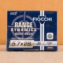 Image of bulk 5.7 x 28 rifle ammunition at AmmoMan.com that's perfect for training at the range.