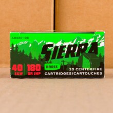 A photo of a box of Sierra Bullets ammo in .40 Smith & Wesson.