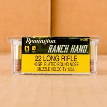  rounds of .22 Long Rifle ammo with copper plated round nose bullets made by Remington.