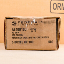 Image of Federal .40 Smith & Wesson pistol ammunition.