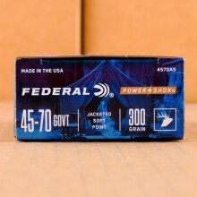 Image of 45-70 Government ammo by Federal that's ideal for hunting wild pigs, whitetail hunting.