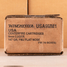 A photo of a box of Winchester ammo in 9mm Luger.