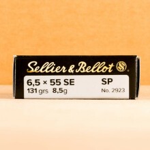 A photo of a box of Sellier & Bellot ammo in 6.5 x 55 Swedish.