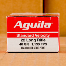  rounds of .22 Long Rifle ammo with Lead Round Nose (LRN) bullets made by Aguila.