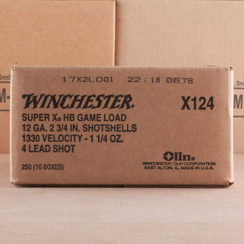 25 Rounds of 12 Gauge 2-3/4 Winchester Super-X #4 Shot Ammo at