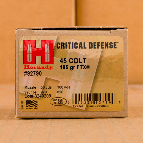 45 Colt Ammo - 20 Rounds of Hornady Critical Defense FTX 185 Grain
