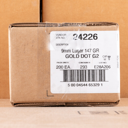 9mm Ammo at AmmoMan.com - Speer Gold Dot G2 147 Grain JHP - 200 Rounds