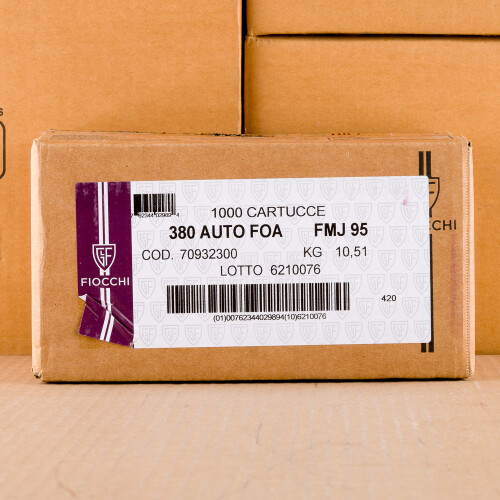 おまとめ【q380】【fl43】【fl313】 1000 Rounds of 380 Auto 95 Grain Fiocchi FMJ Ammo at AmmoMan.com