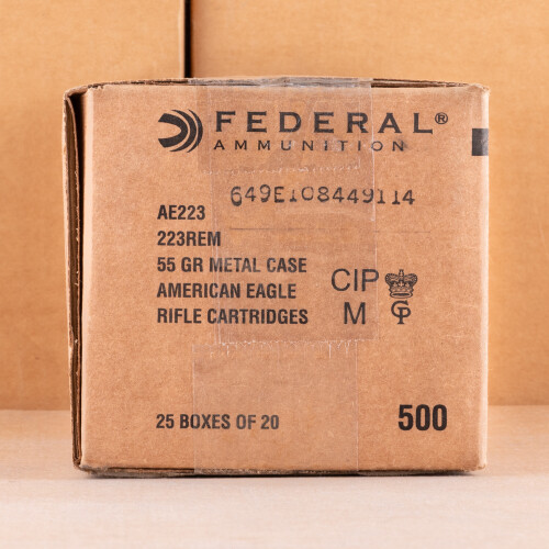 223 Rem Ammo For Sale - 55gr FMJ-BT American Eagle - 500 Rounds