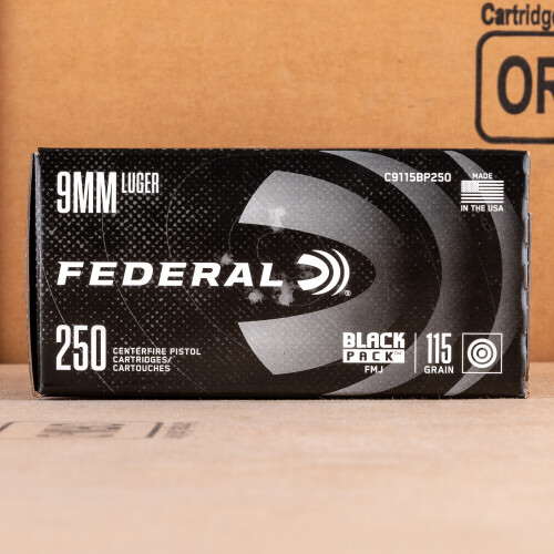 9mm Ammo at AmmoMan.com - Federal Black Pack 115 Grain FMJ ...