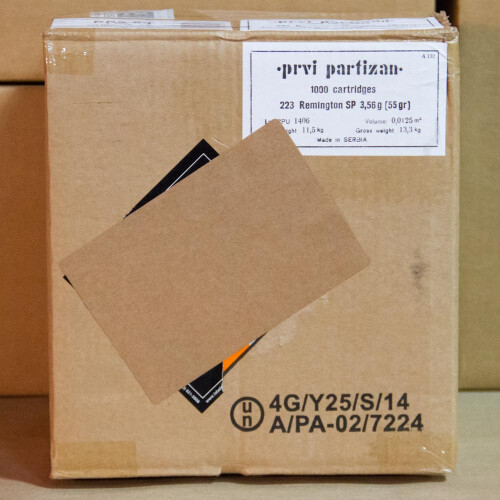 .223 REMINGTON PRVI PARTIZAN 55 GRAIN SP (1000 ROUNDS)