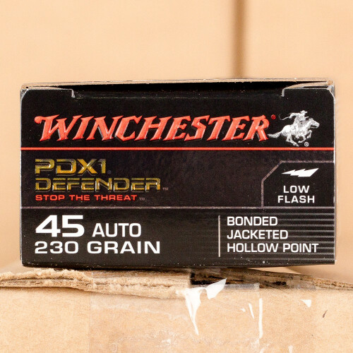 45 ACP Ammo - 20 Rounds of Winchester PDX1 Defender 230 Grain JHP